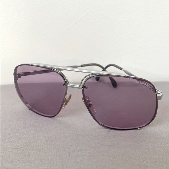 Vintage Purple Shade Aviator Sunglasses Silver Tone Frame Retro Boho main image 6